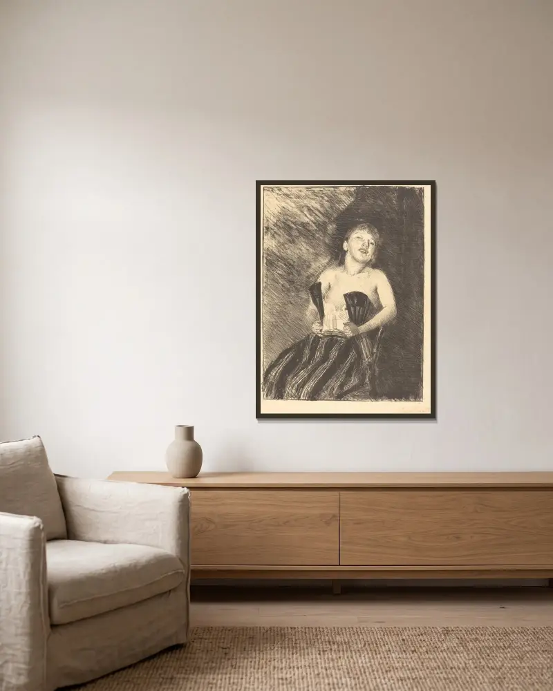 Flicka i korsett av Lovis Corinth inramad på en vägg