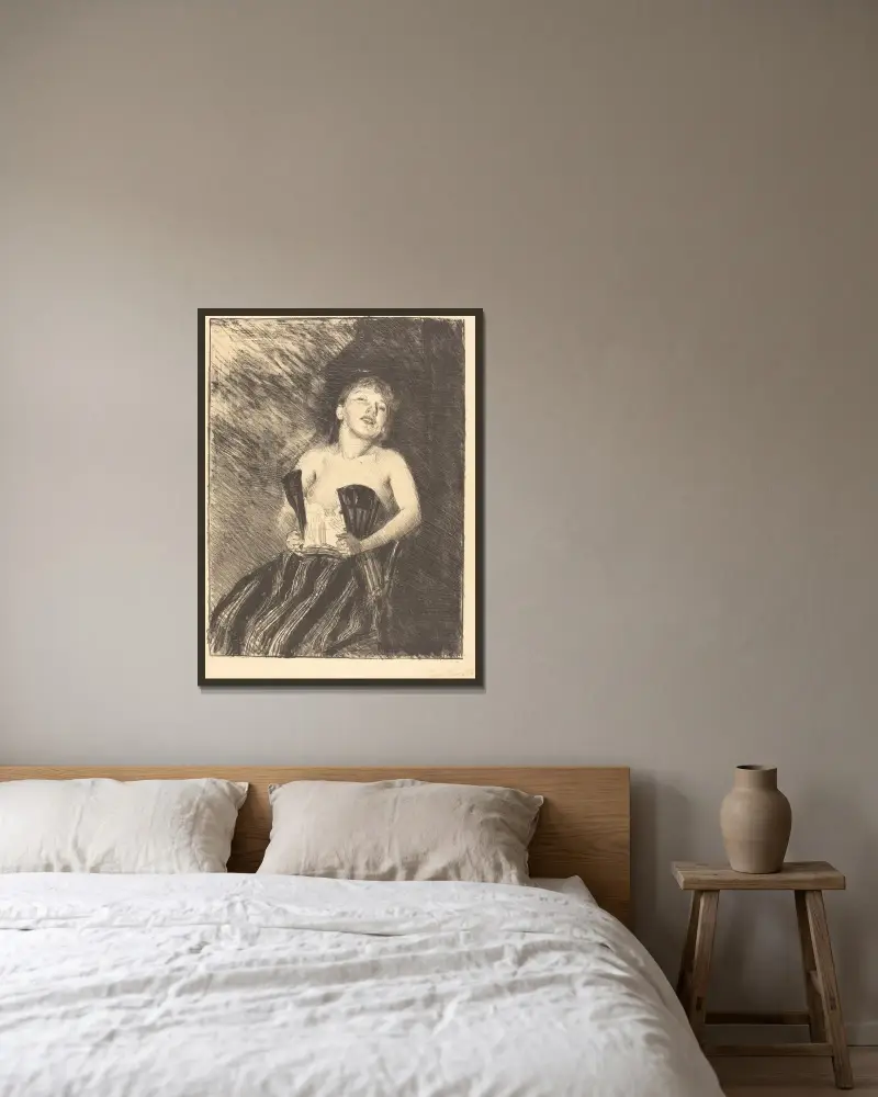 Flicka i korsett av Lovis Corinth inramad på en vägg