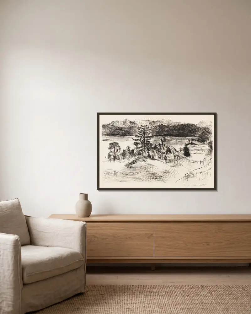 Große Walchenseelandschaft von Lovis Corinth gerahmt an einer Wand
