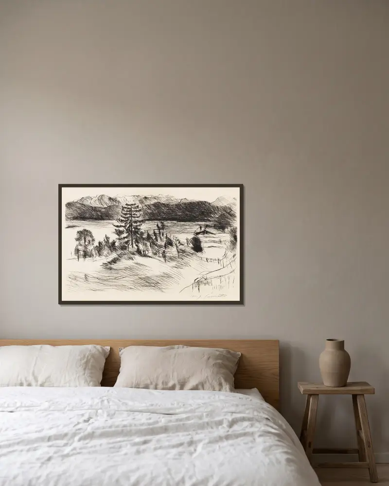 Große Walchenseelandschaft von Lovis Corinth gerahmt an einer Wand
