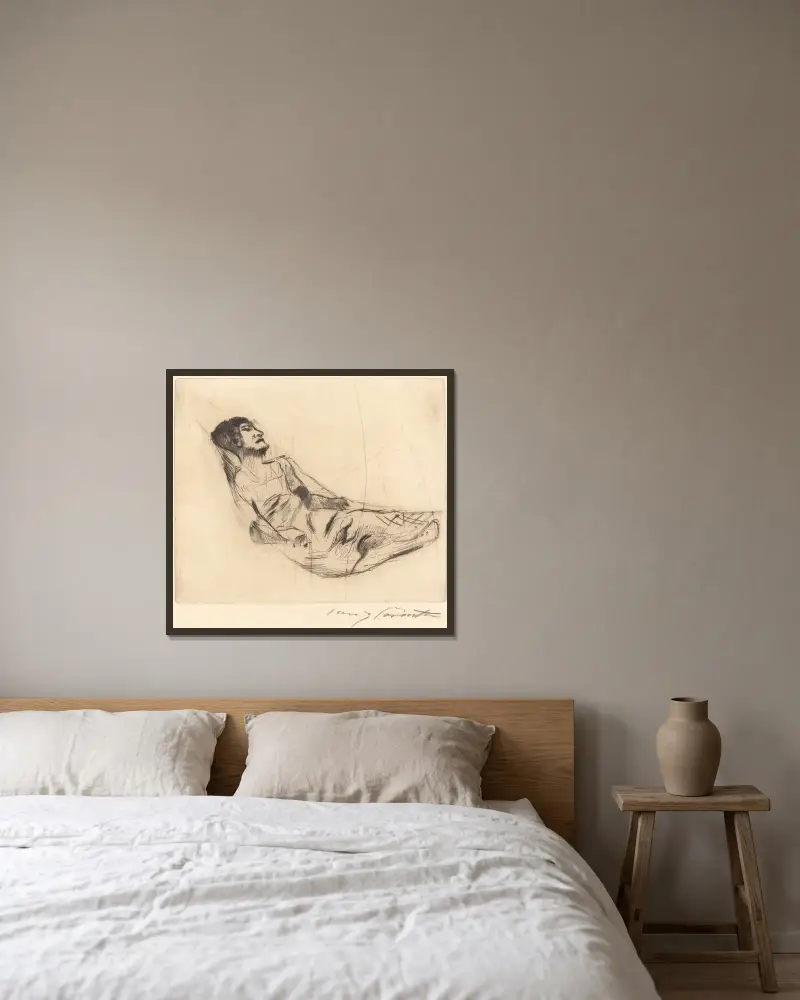 In der Hängematte II von Lovis Corinth gerahmt an einer Wand