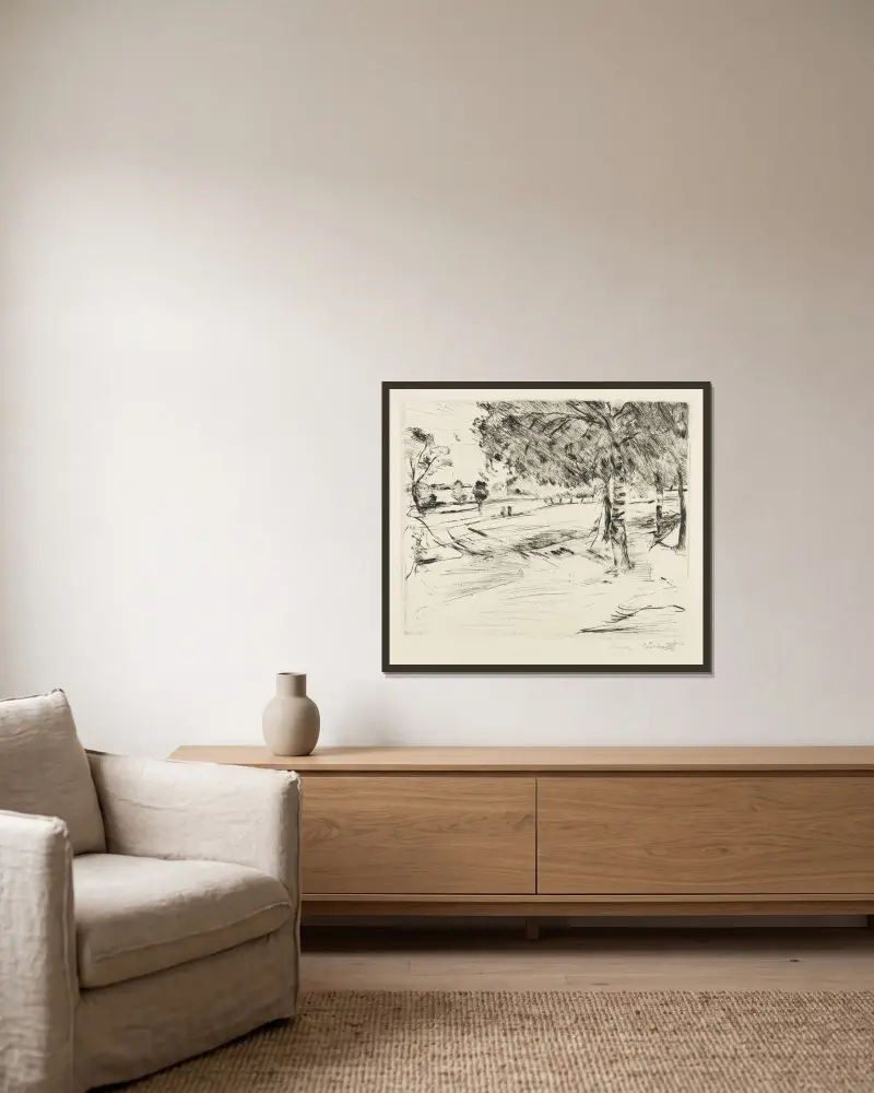 Landschaft von Lovis Corinth gerahmt an einer Wand