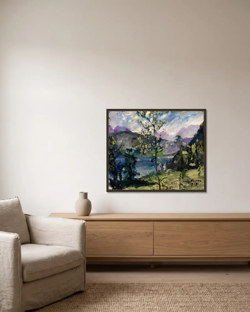 Landschaft am Walchensee von Lovis Corinth gerahmt an einer Wand