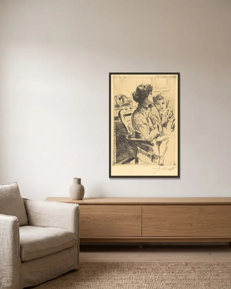 Mutter und Kind von Lovis Corinth gerahmt an einer Wand