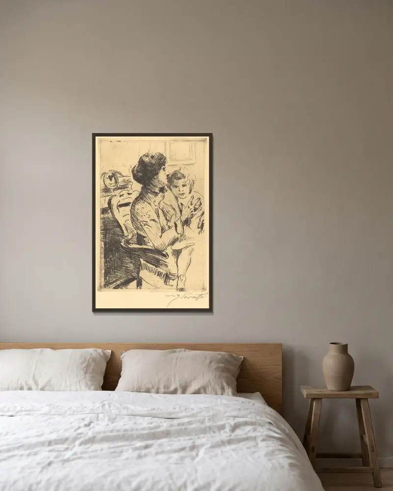 Mutter und Kind von Lovis Corinth gerahmt an einer Wand