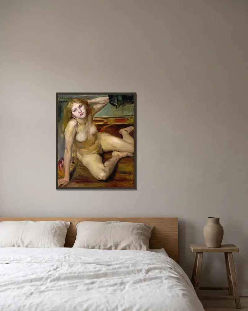 Naken flicka på matta av Lovis Corinth inramad på en vägg