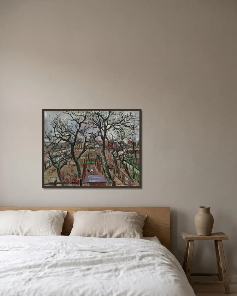 Obstgarten im Winter von Lovis Corinth gerahmt an einer Wand