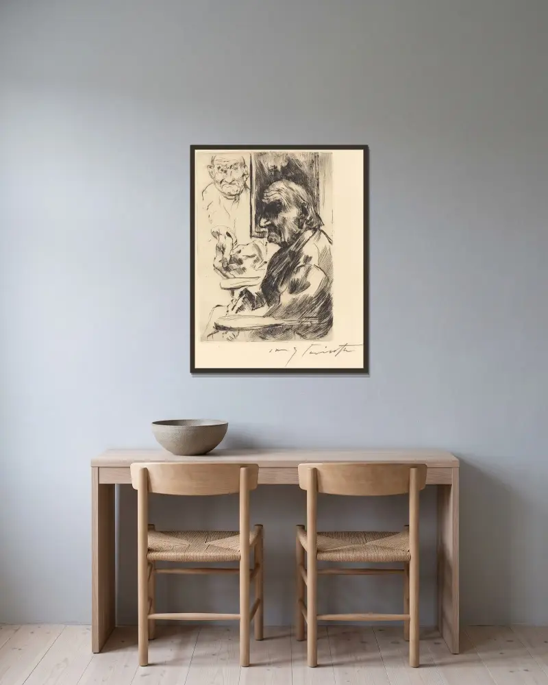 Gammal man av Lovis Corinth inramad på en vägg