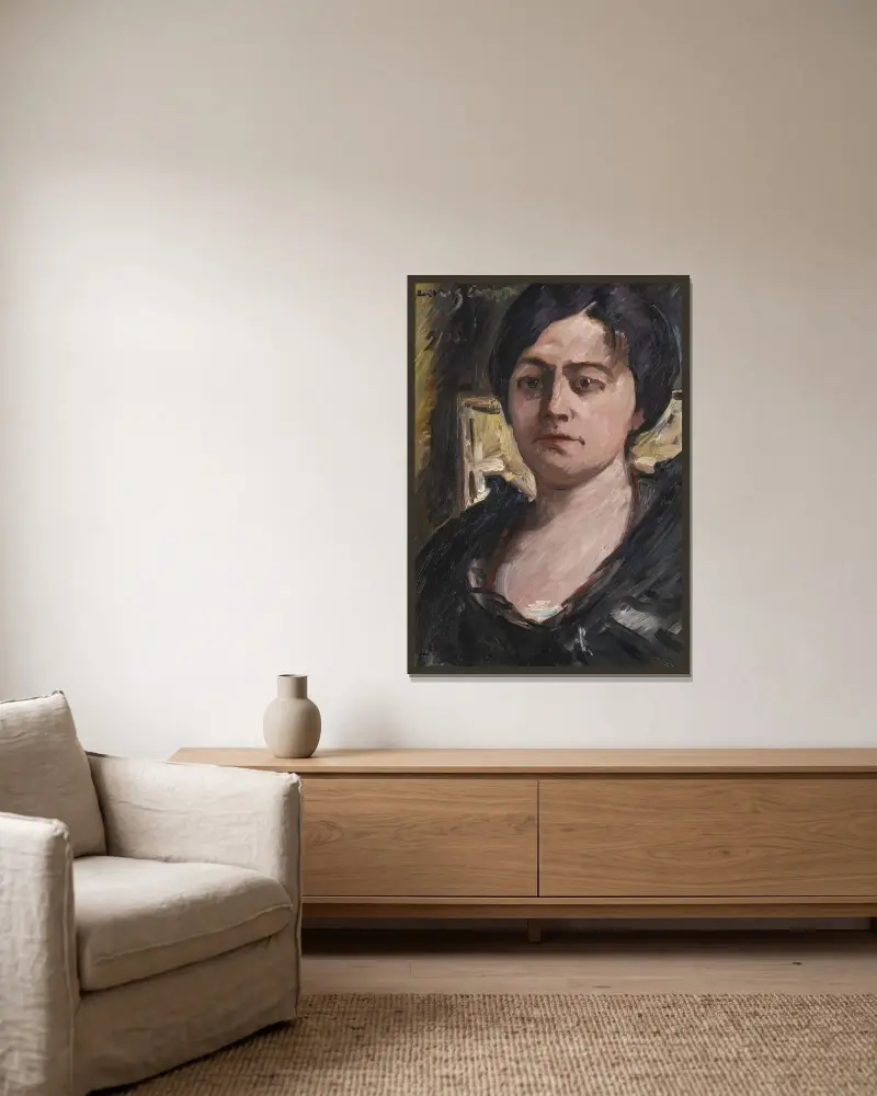Porträtt av Charlotte Corinth av Lovis Corinth inramad på en vägg