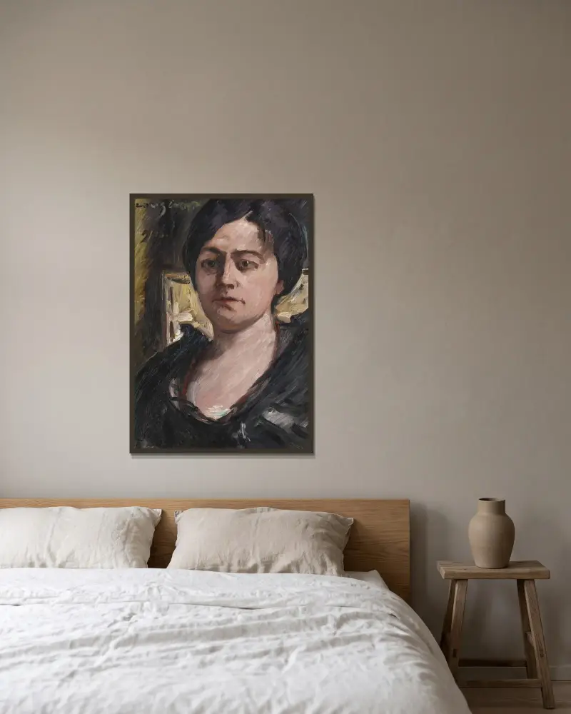 Porträtt av Charlotte Corinth av Lovis Corinth inramad på en vägg