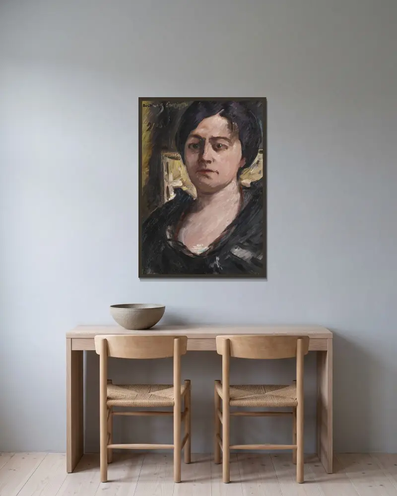 Porträtt av Charlotte Corinth av Lovis Corinth inramad på en vägg