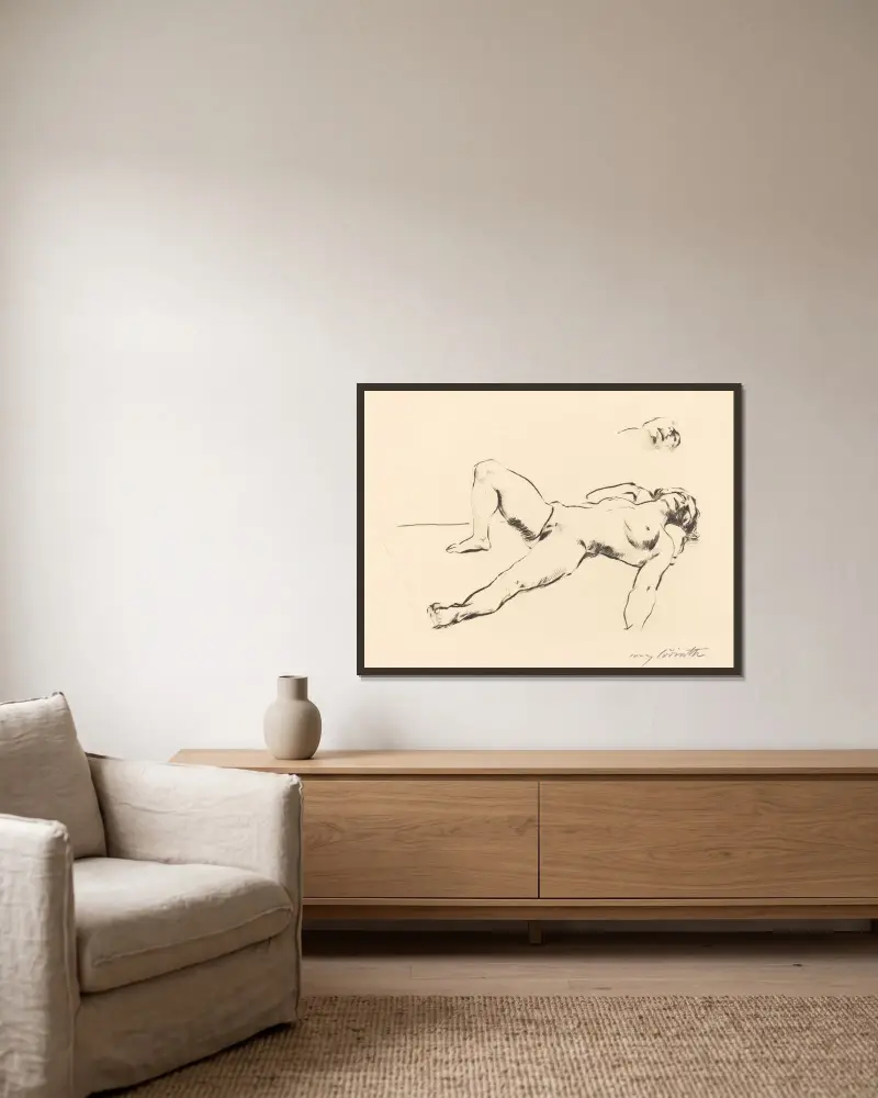 Liggande kvinnlig nakenakt II av Lovis Corinth inramad på en vägg
