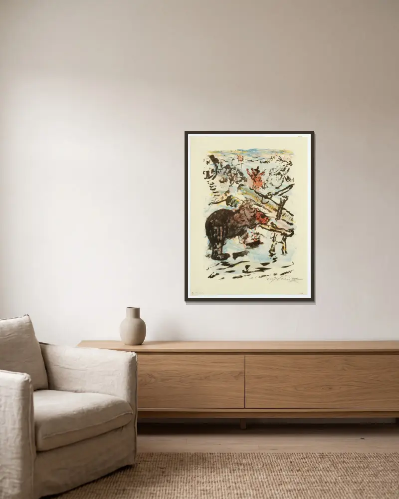 Reinecke Fängt Den Bären Braun In Einem Gespaltenen Baum av Lovis Corinth inramad på en vägg