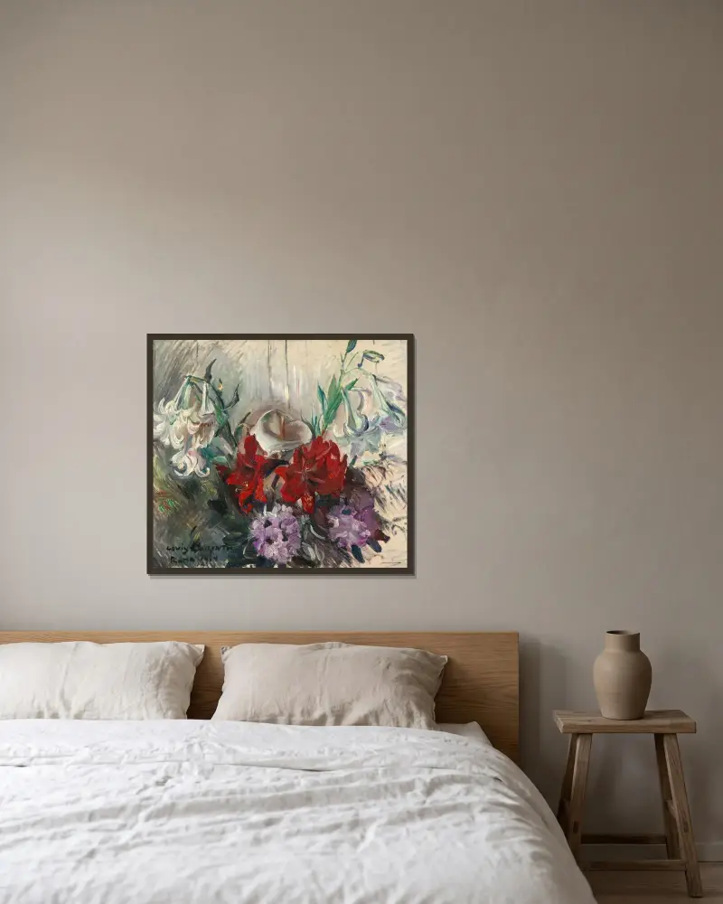 Römische Blumen von Lovis Corinth gerahmt an einer Wand