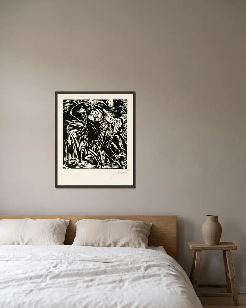 Bakåtböjd kvinnlig akt av Lovis Corinth inramad på en vägg