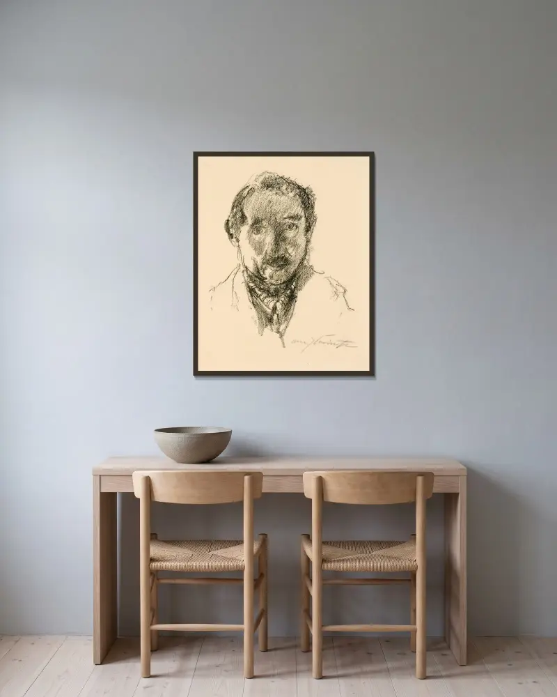 Självporträtt av Lovis Corinth inramad på en vägg