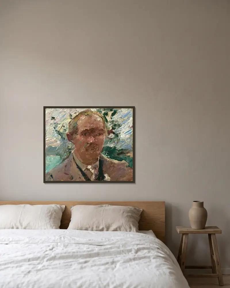 Self-portrait at Walchensee von Lovis Corinth gerahmt an einer Wand
