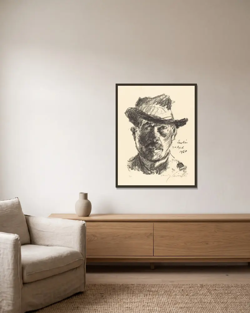 Självporträtt (Selbstbildnis) II av Lovis Corinth inramad på en vägg