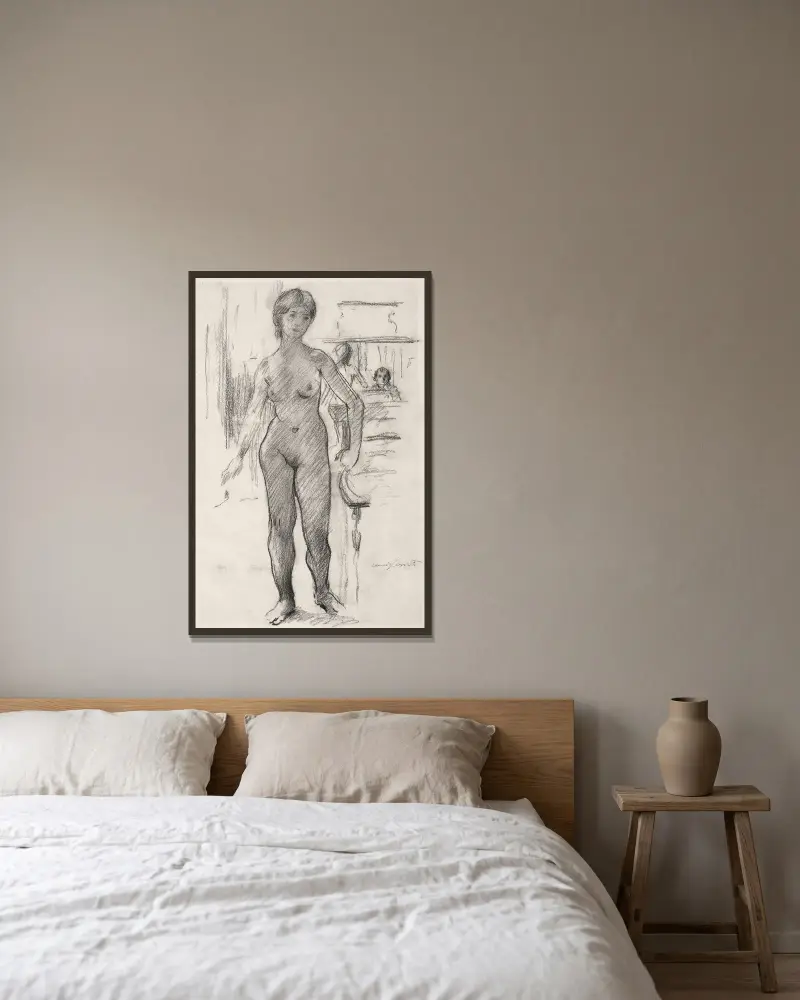 Self-portrait with a model von Lovis Corinth gerahmt an einer Wand