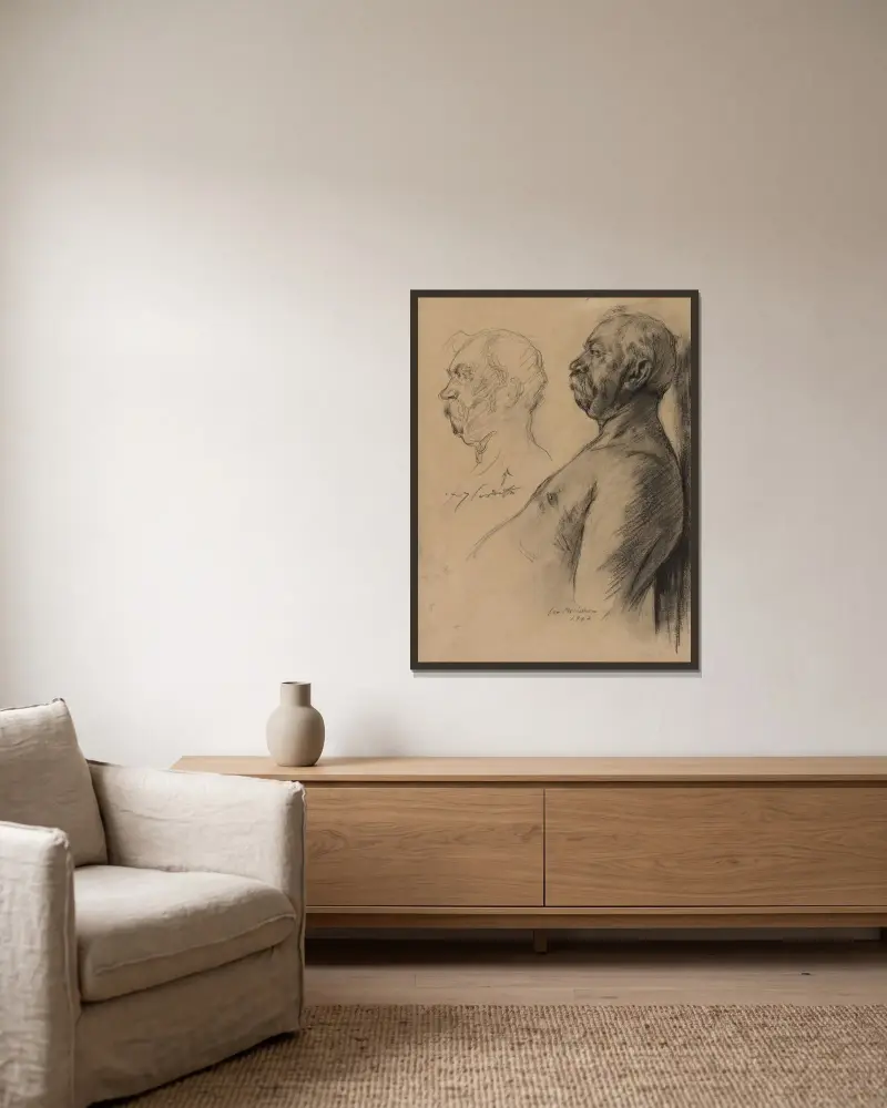 Studier av en gammal man av Lovis Corinth inramad på en vägg