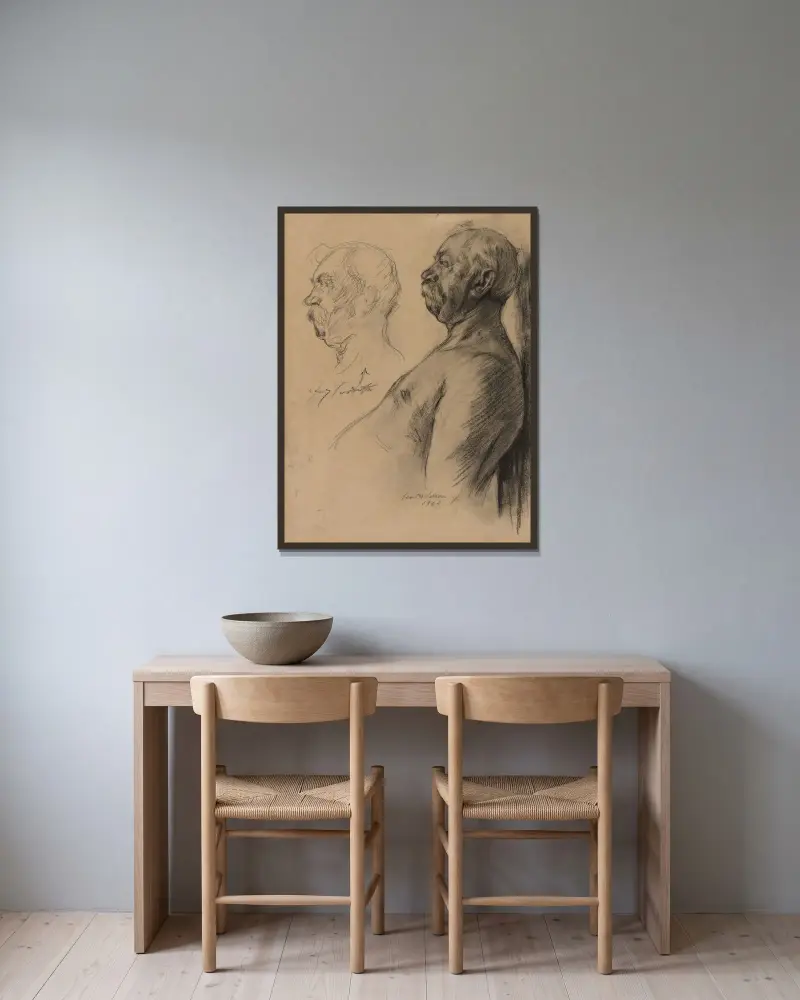 Studier av en gammal man av Lovis Corinth inramad på en vägg