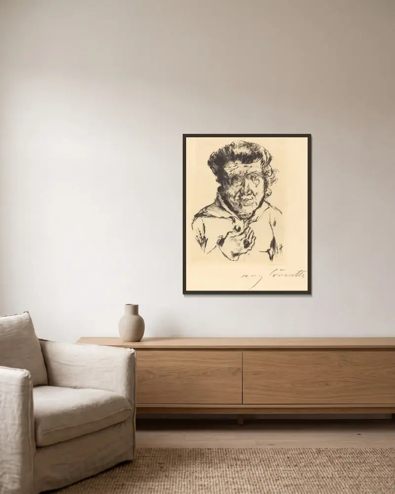 Umělcova tchyně, Lovis Corinth v rámu na stěně