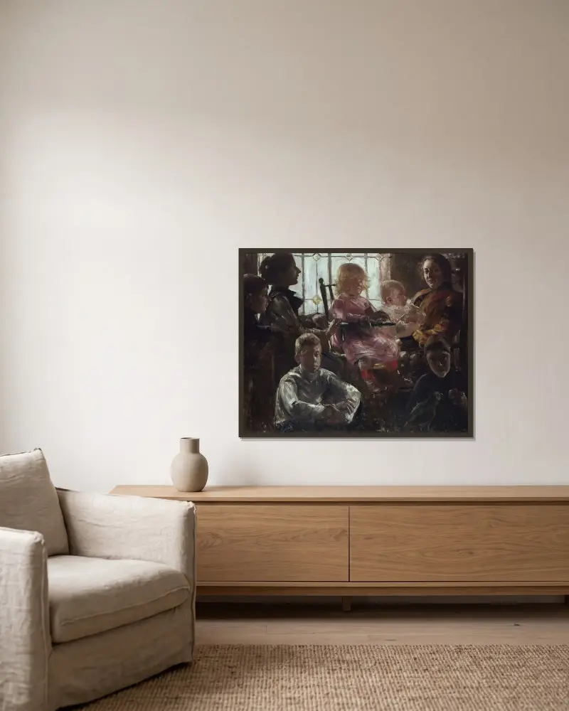 Målaren Fritz Rumpfs familj av Lovis Corinth inramad på en vägg