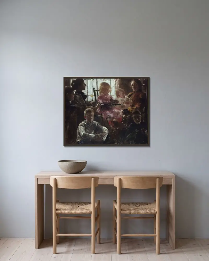 Målaren Fritz Rumpfs familj av Lovis Corinth inramad på en vägg