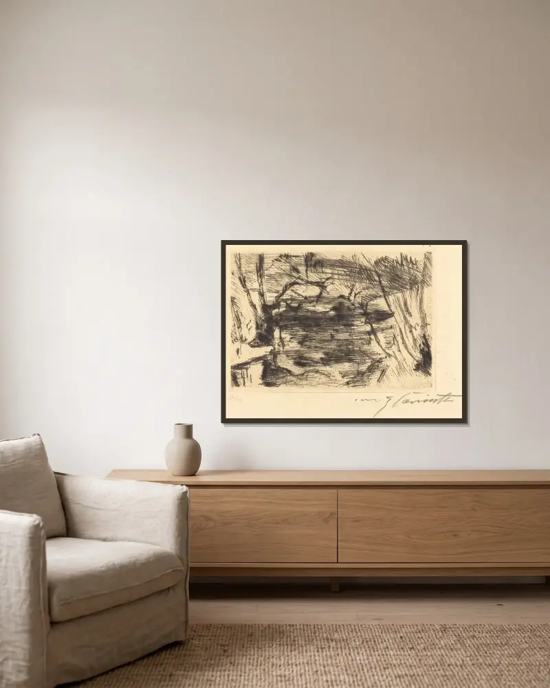 The New Lake (Der Neue See) von Lovis Corinth gerahmt an einer Wand