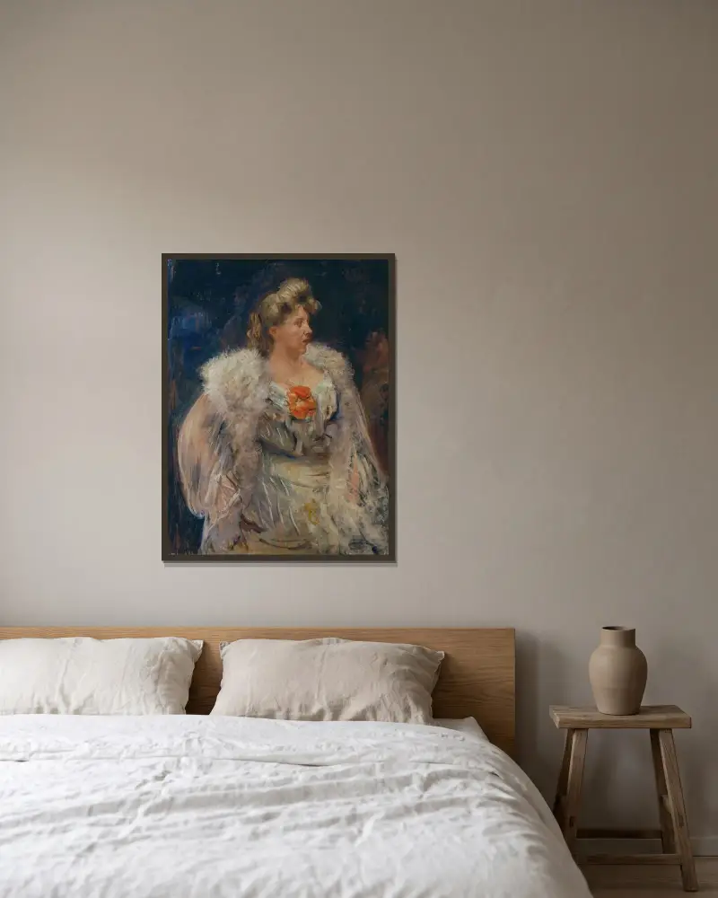 The singer Frieda Halbe von Lovis Corinth gerahmt an einer Wand