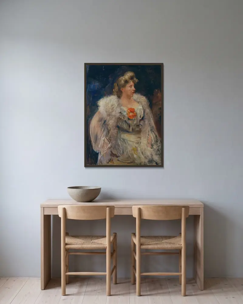 The singer Frieda Halbe von Lovis Corinth gerahmt an einer Wand