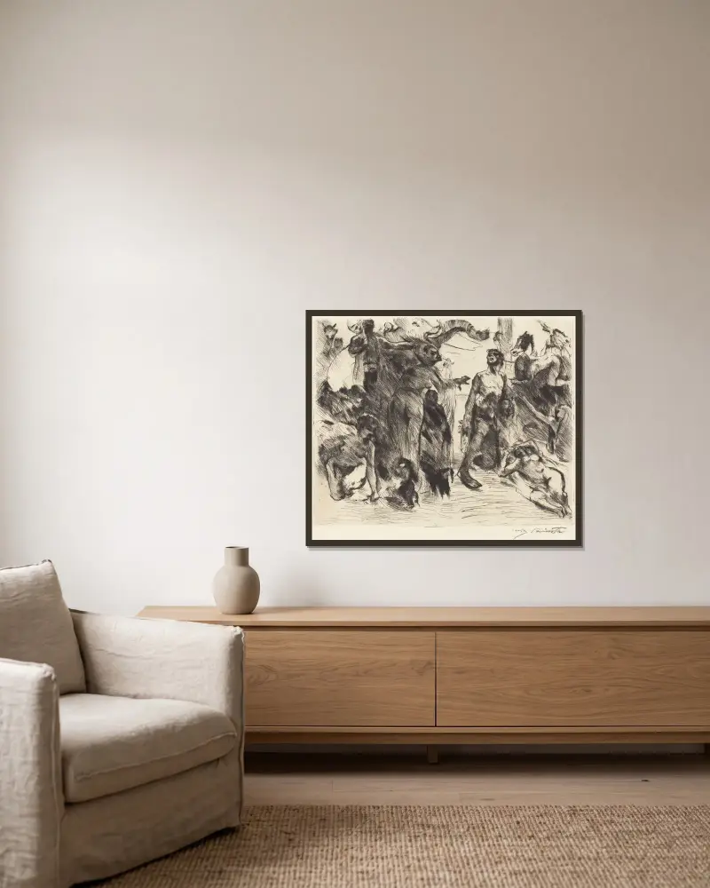 Die Versuchung des heiligen Antonius von Lovis Corinth gerahmt an einer Wand