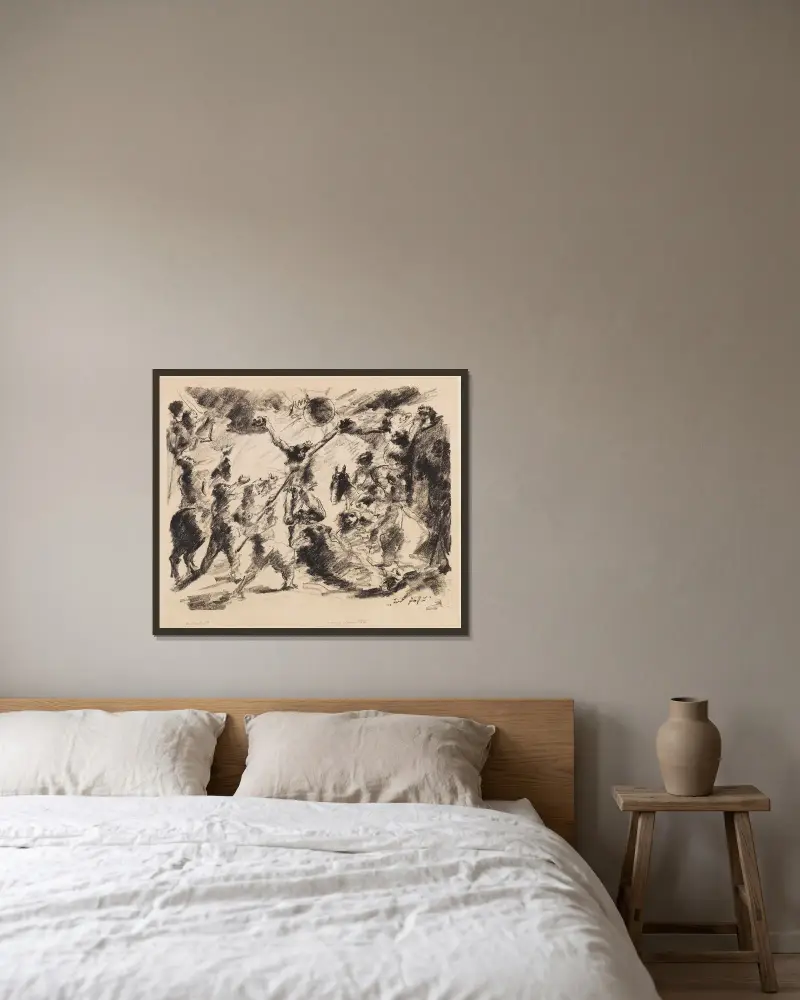 Tod Jesu von Lovis Corinth gerahmt an einer Wand