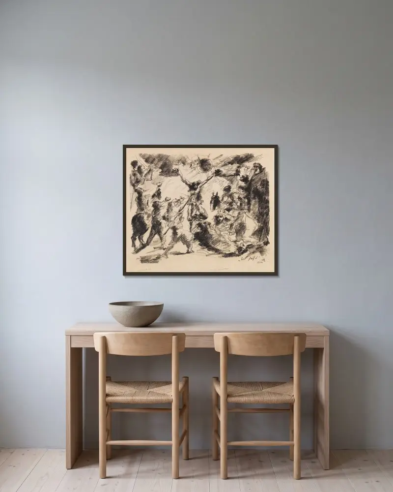 Tod Jesu von Lovis Corinth gerahmt an einer Wand