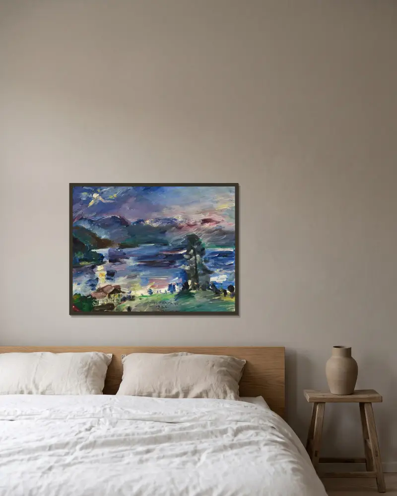Walchensee, uppgående måne av Lovis Corinth inramad på en vägg