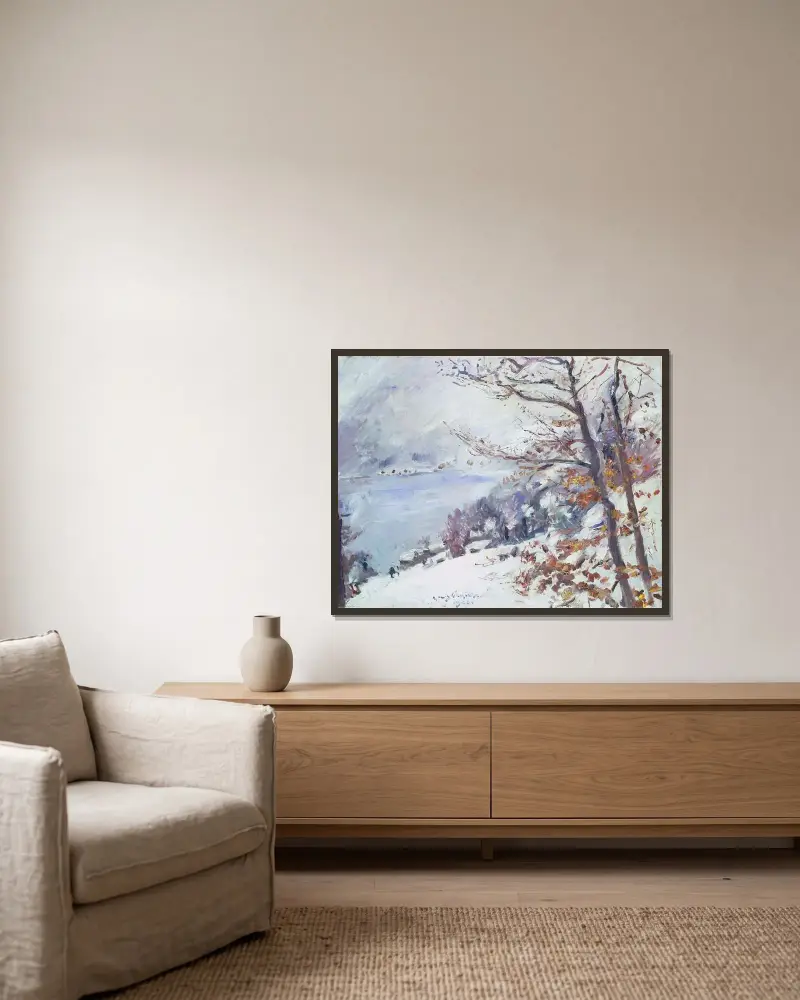 Walchensee in Winter von Lovis Corinth gerahmt an einer Wand
