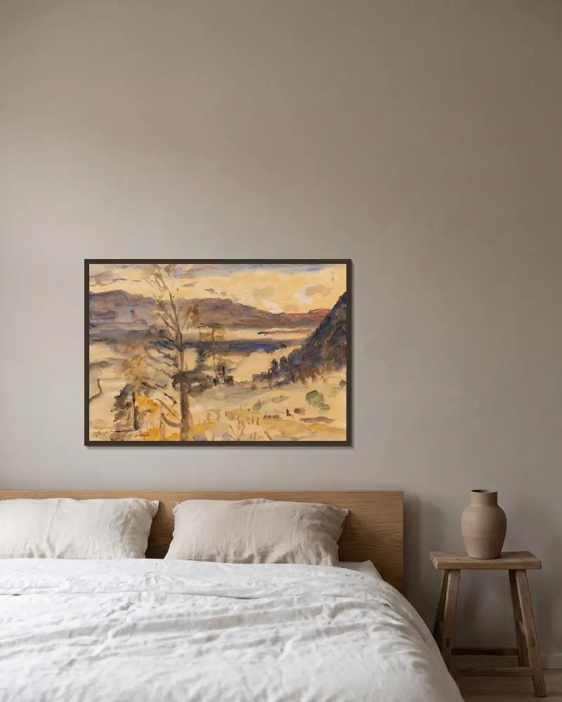 Krajina u Walchensee, Lovis Corinth v rámu na stěně