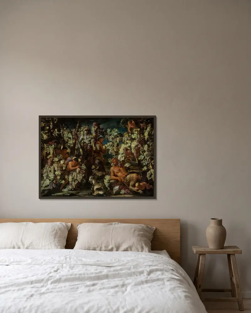 Höstens allegori av Luca Giordano inramad på en vägg