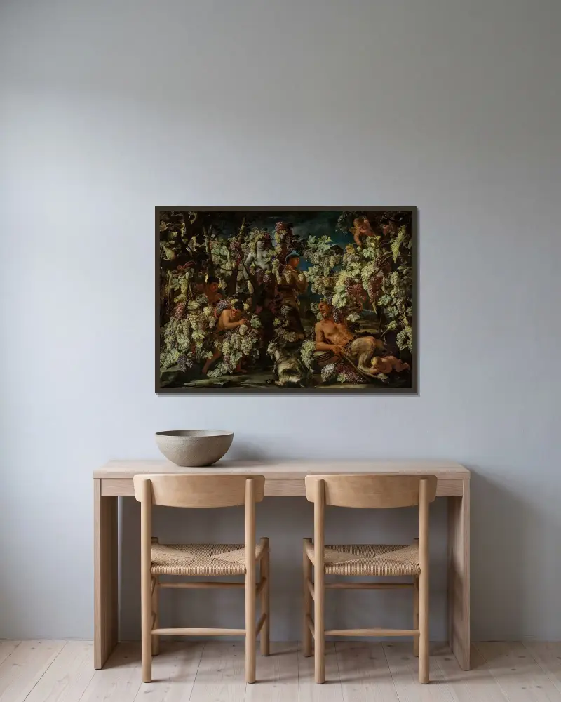 Höstens allegori av Luca Giordano inramad på en vägg