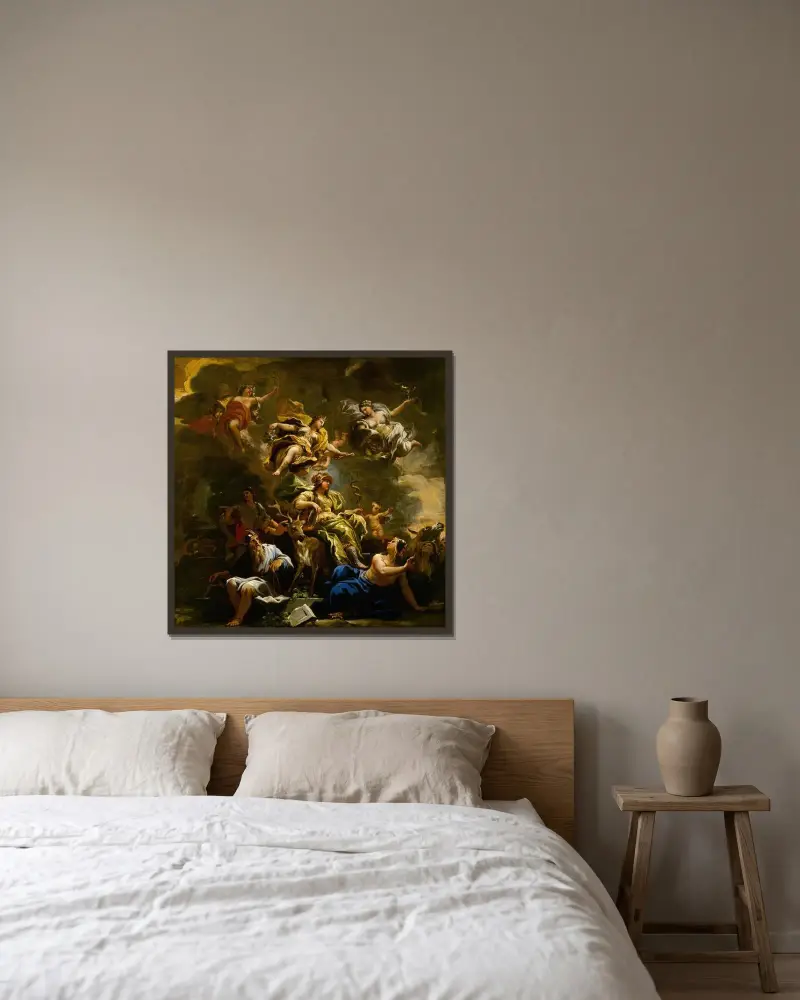 Allegori över klokheten av Luca Giordano inramad på en vägg