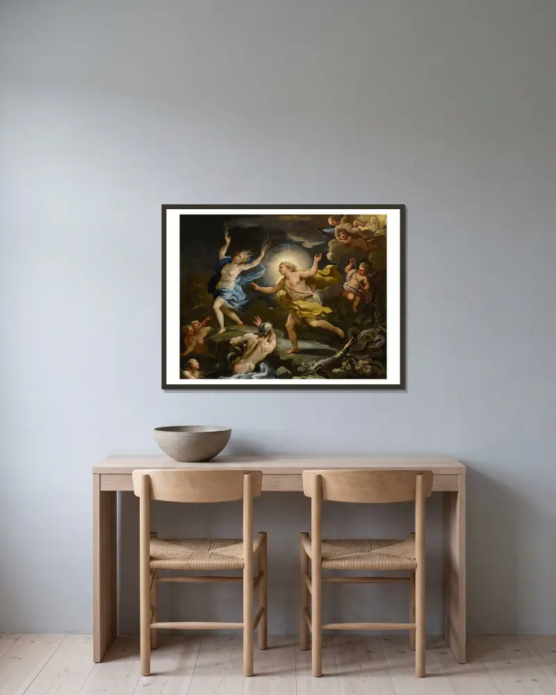 Apollo und Daphne von Luca Giordano gerahmt an einer Wand