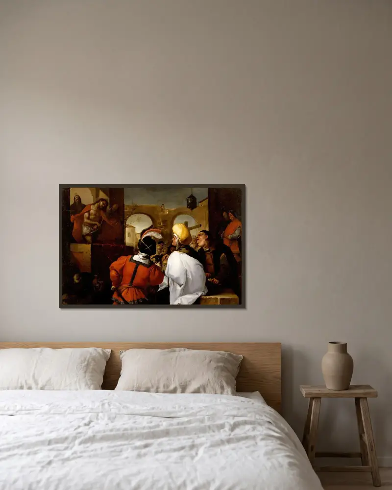 Ecce Hommo av Luca Giordano inramad på en vägg