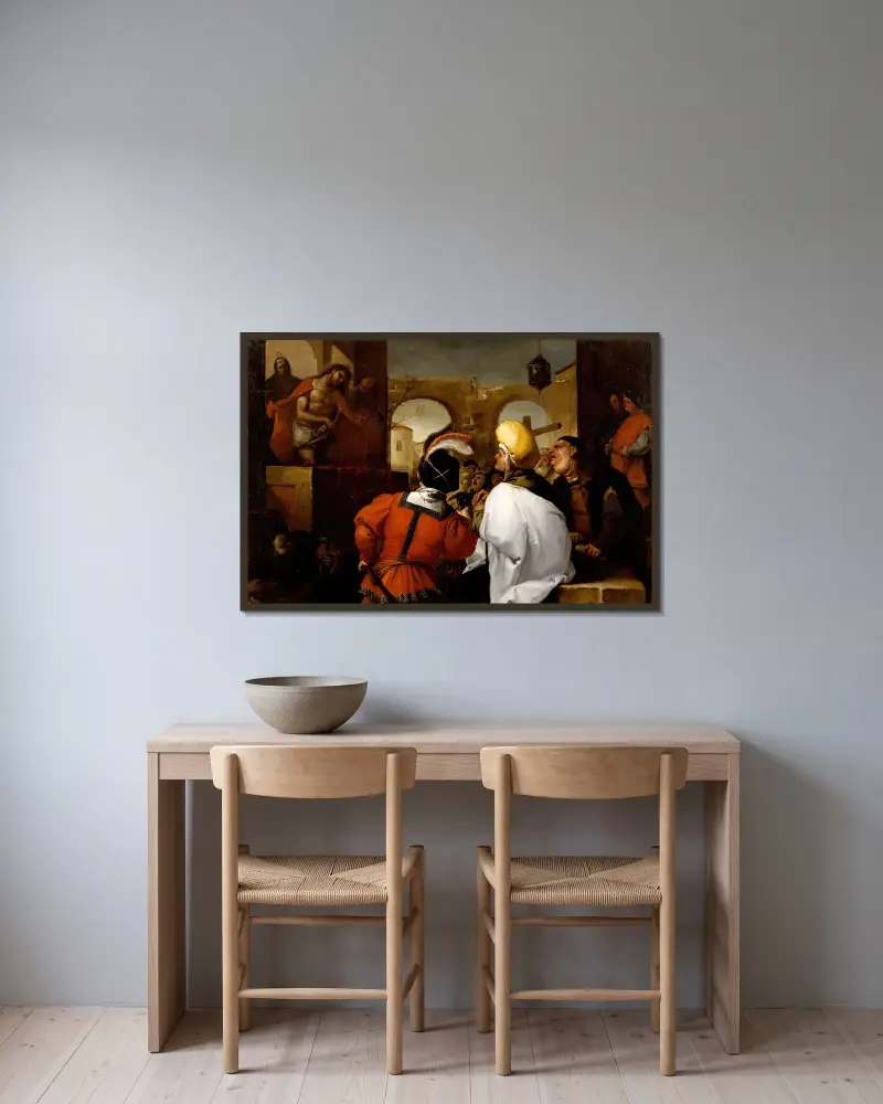 Ecce Hommo av Luca Giordano inramad på en vägg