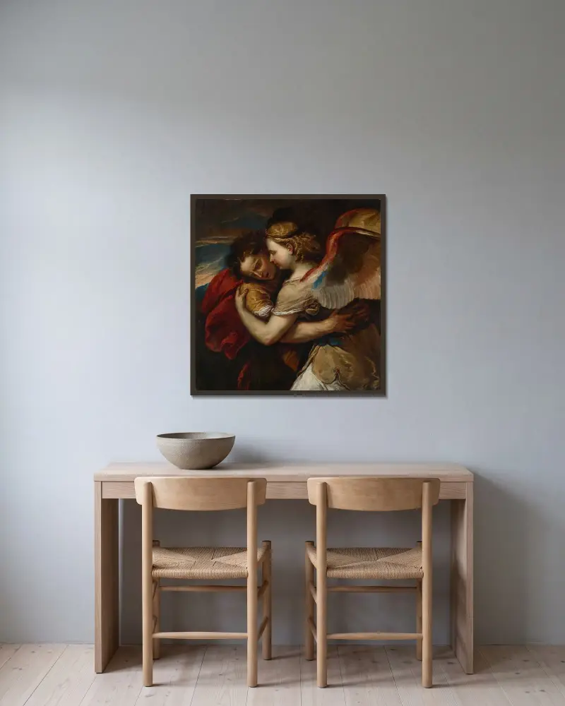 Jakob ringt mit dem Engel von Luca Giordano gerahmt an einer Wand