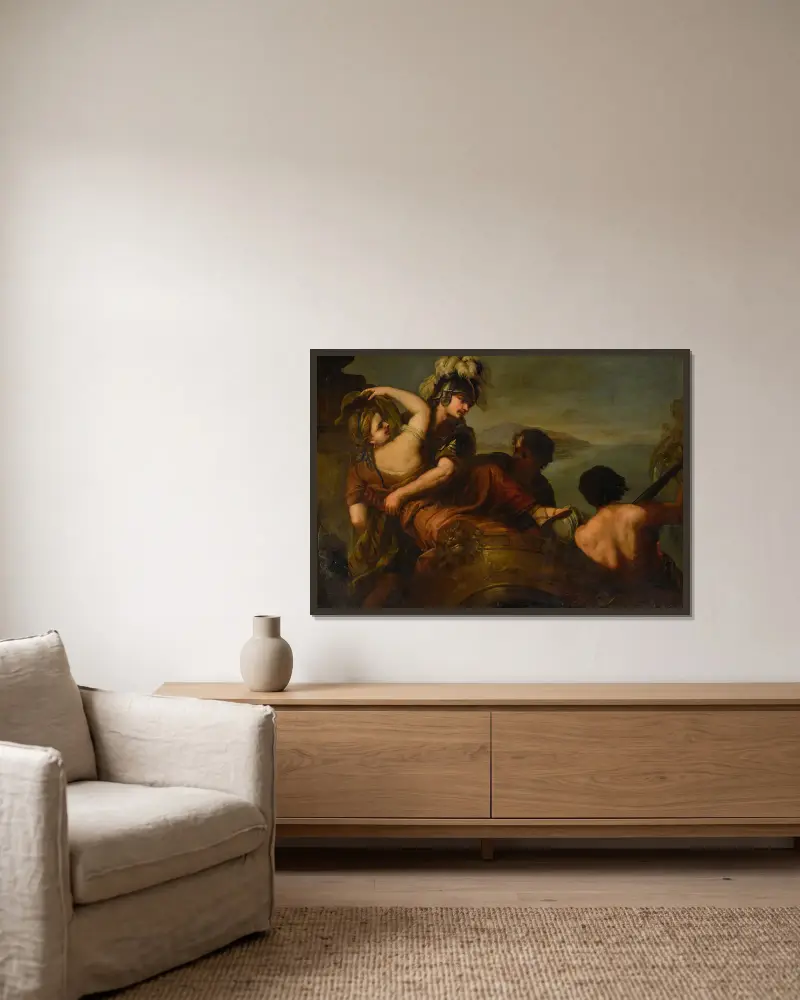 The Abduction Of Helen av Luca Giordano inramad på en vägg