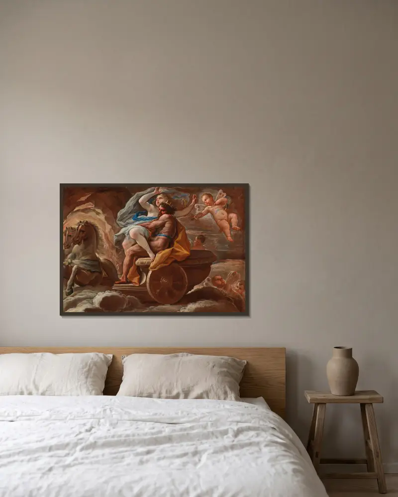 The Abduction of Proserpina av Luca Giordano inramad på en vägg