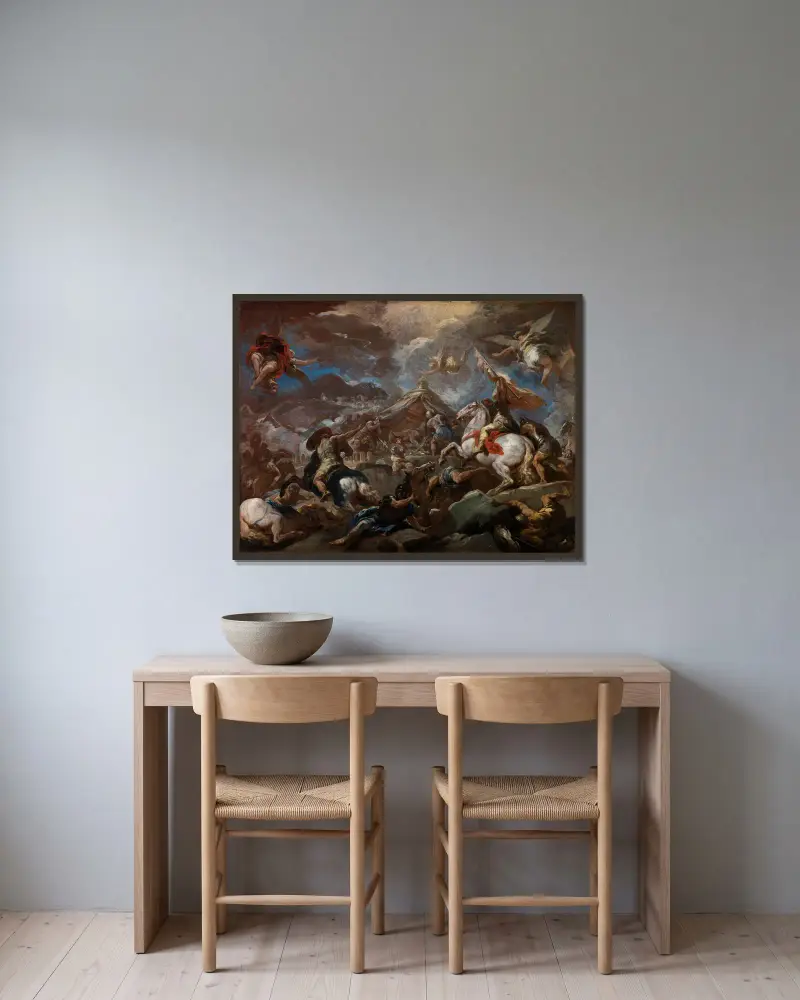 The Discovery of the Body of Holofernes (1703–4) av Luca Giordano inramad på en vägg