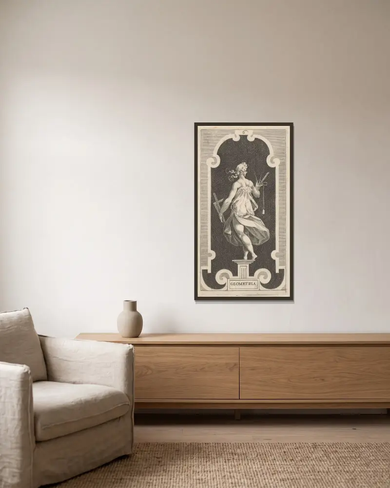 Geometrie von Lucas Kilian gerahmt an einer Wand