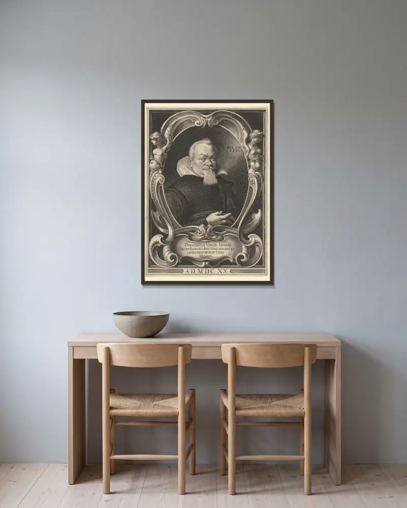 Portrait of Hans Jacob Bair at the age of 45 av Lucas Kilian inramad på en vägg