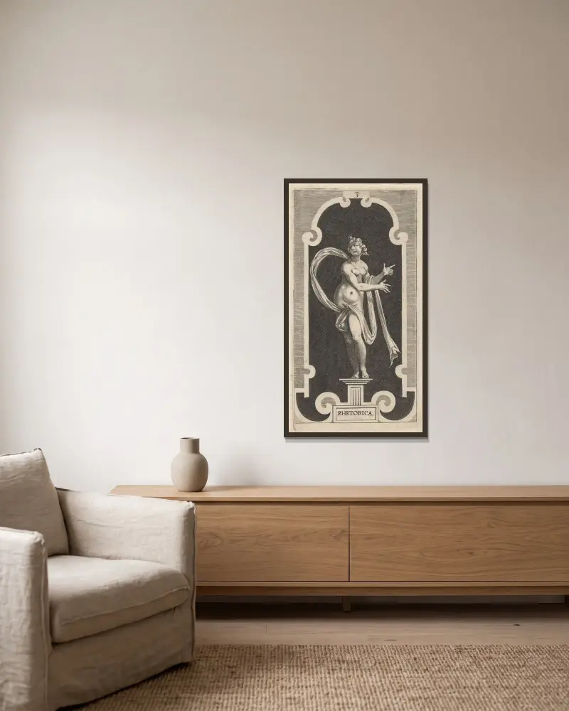 Rhetorica von Lucas Kilian gerahmt an einer Wand